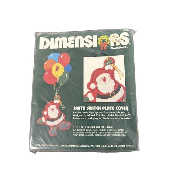 Dimensions Vintage 1984 Santa Switch Plate Cover 4.5" X 12" Plastic Point Kit - Picture 1 of 2